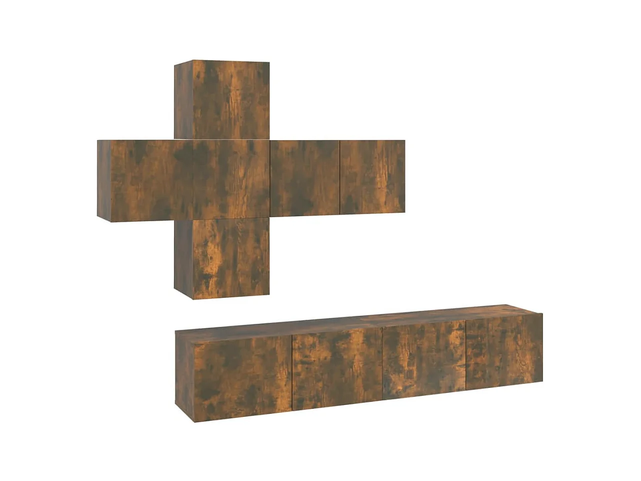 Evangelina  Ensemble de meubles TV 7 pcs Chêne fumé Bois d'ingénierie