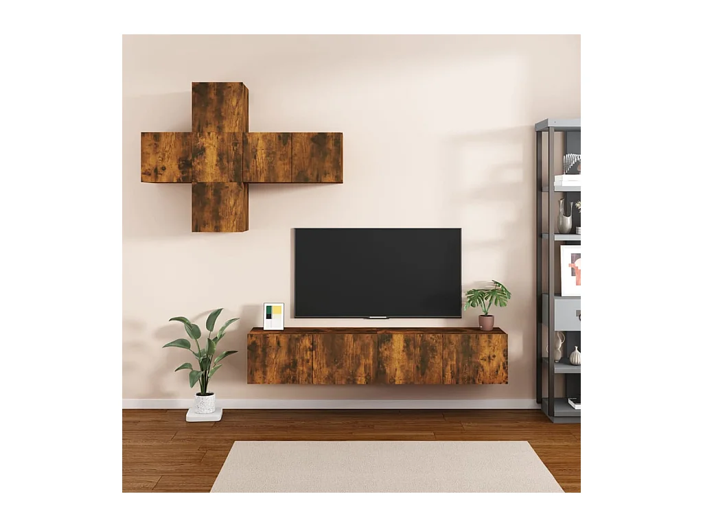 Evangelina  Ensemble de meubles TV 7 pcs Chêne fumé Bois d'ingénierie