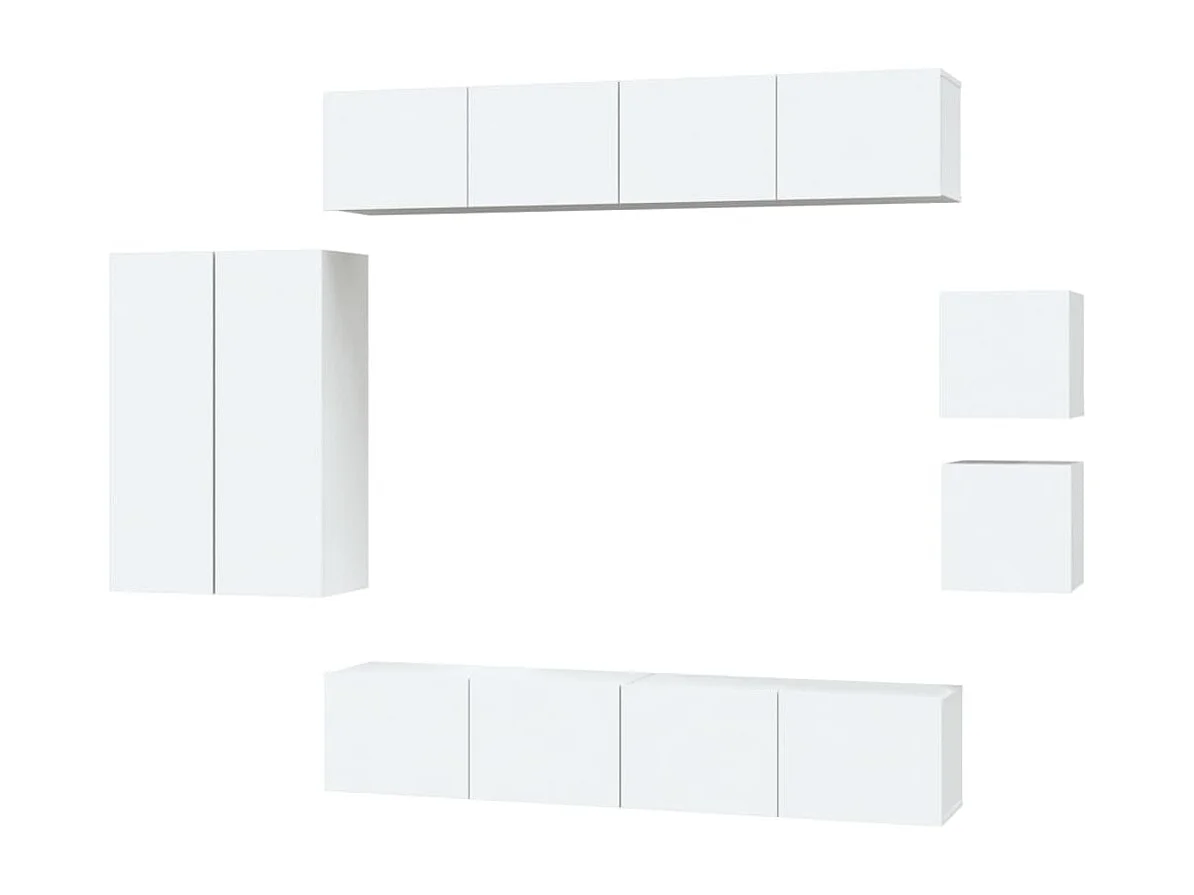 Luc  Set de muebles para TV 8 piezas madera contrachapada blanco