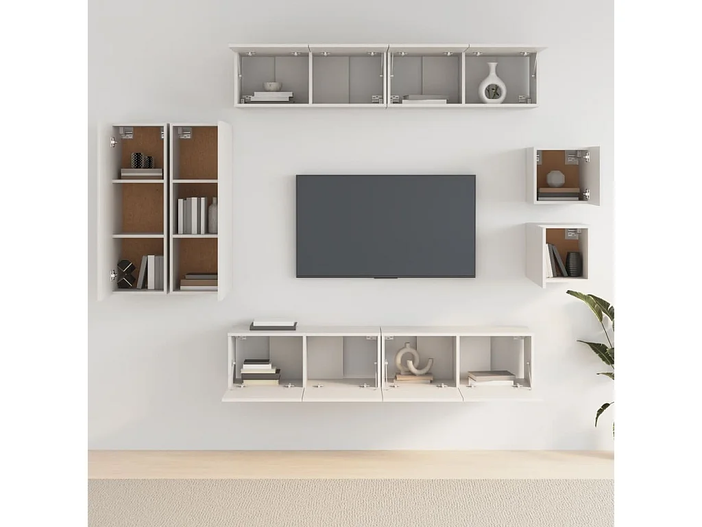 Luc  Set de muebles para TV 8 piezas madera contrachapada blanco
