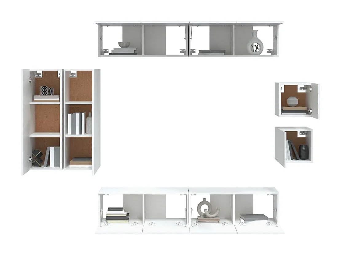 Luc  Set de muebles para TV 8 piezas madera contrachapada blanco