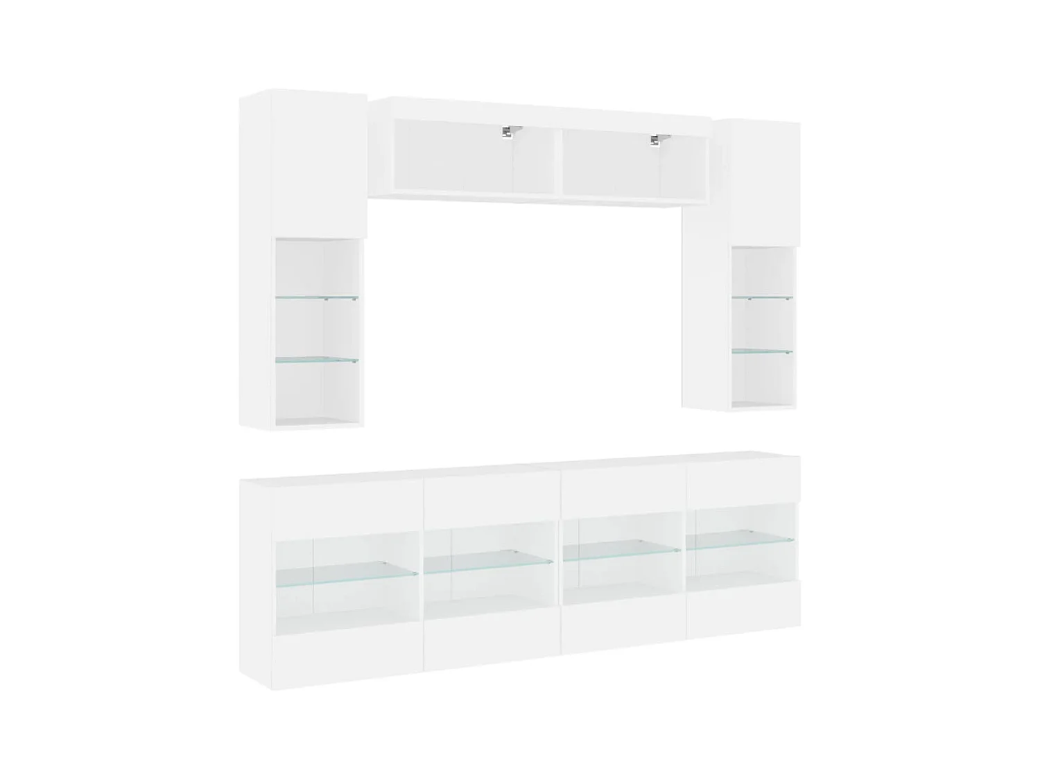 Circleville  Ensemble de meubles TV muraux 6 pcs avec lumières LED blanc