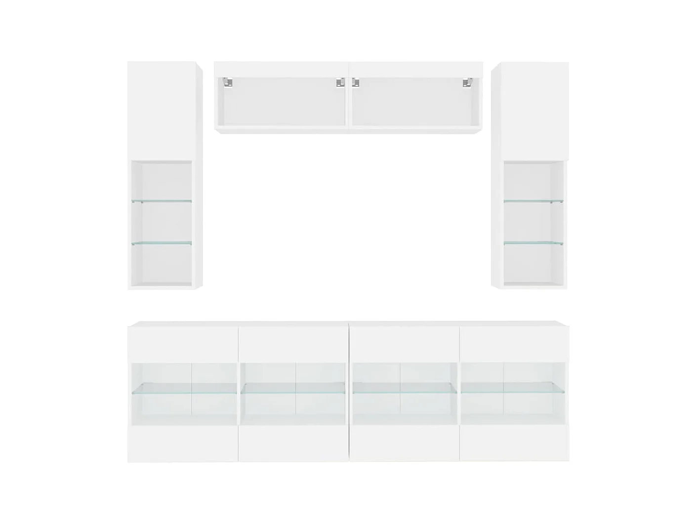 Circleville  Ensemble de meubles TV muraux 6 pcs avec lumières LED blanc