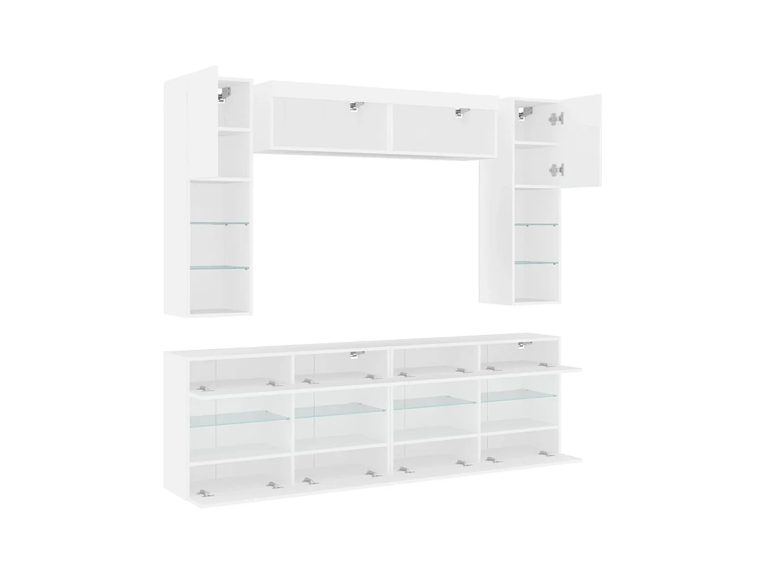 Circleville  Ensemble de meubles TV muraux 6 pcs avec lumières LED blanc