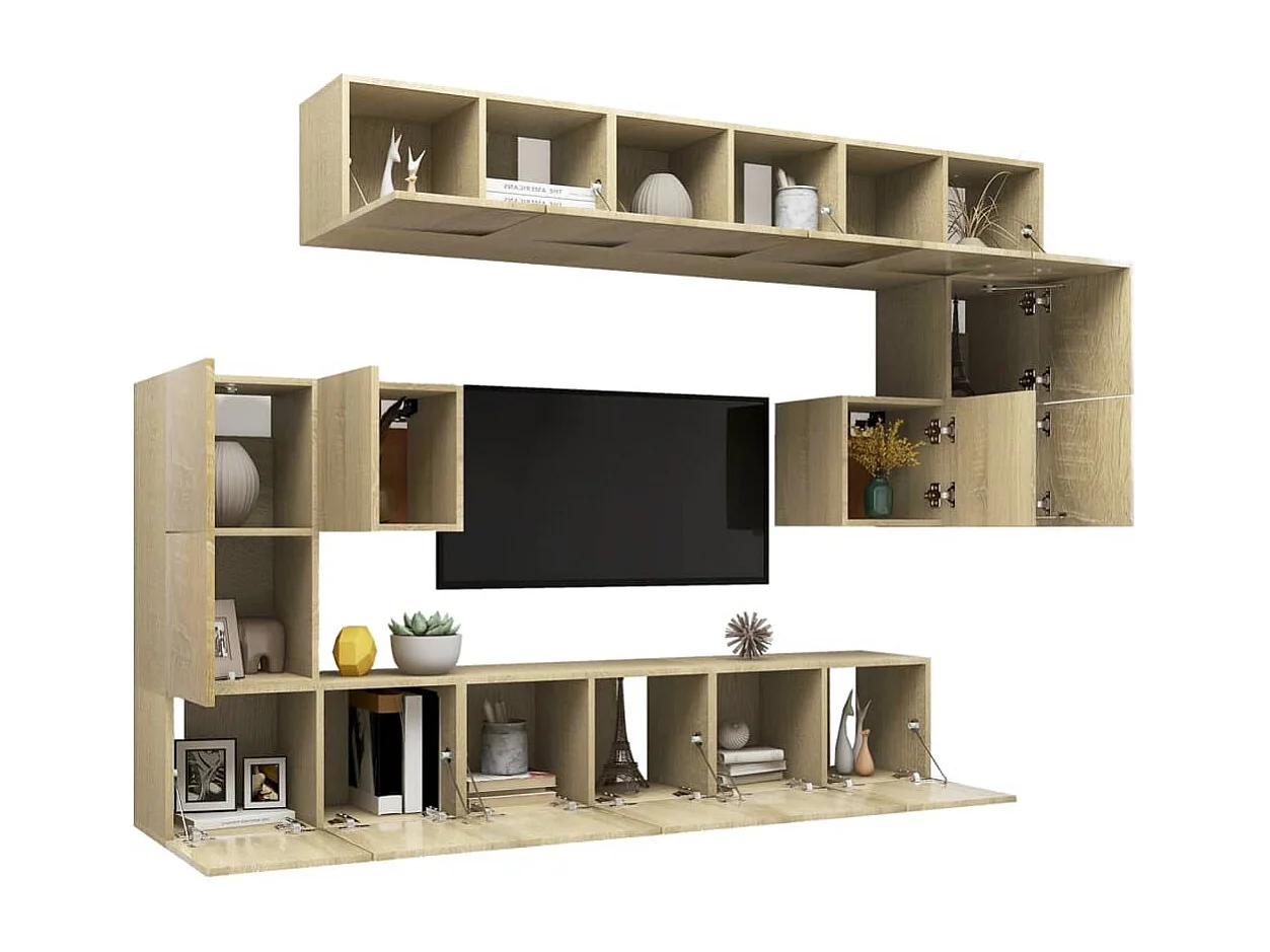 Hector  Set de muebles salón TV 10 pzas madera ingeniería roble Sonoma