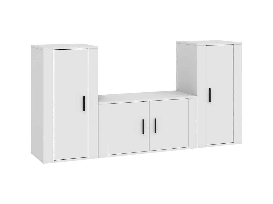 Agnetha  Ensemble de meubles TV 3 pcs Blanc Bois d'ingénierie