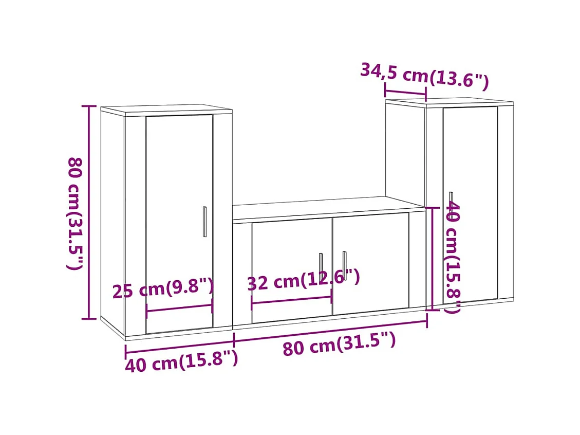 Agnetha  Ensemble de meubles TV 3 pcs Blanc Bois d'ingénierie