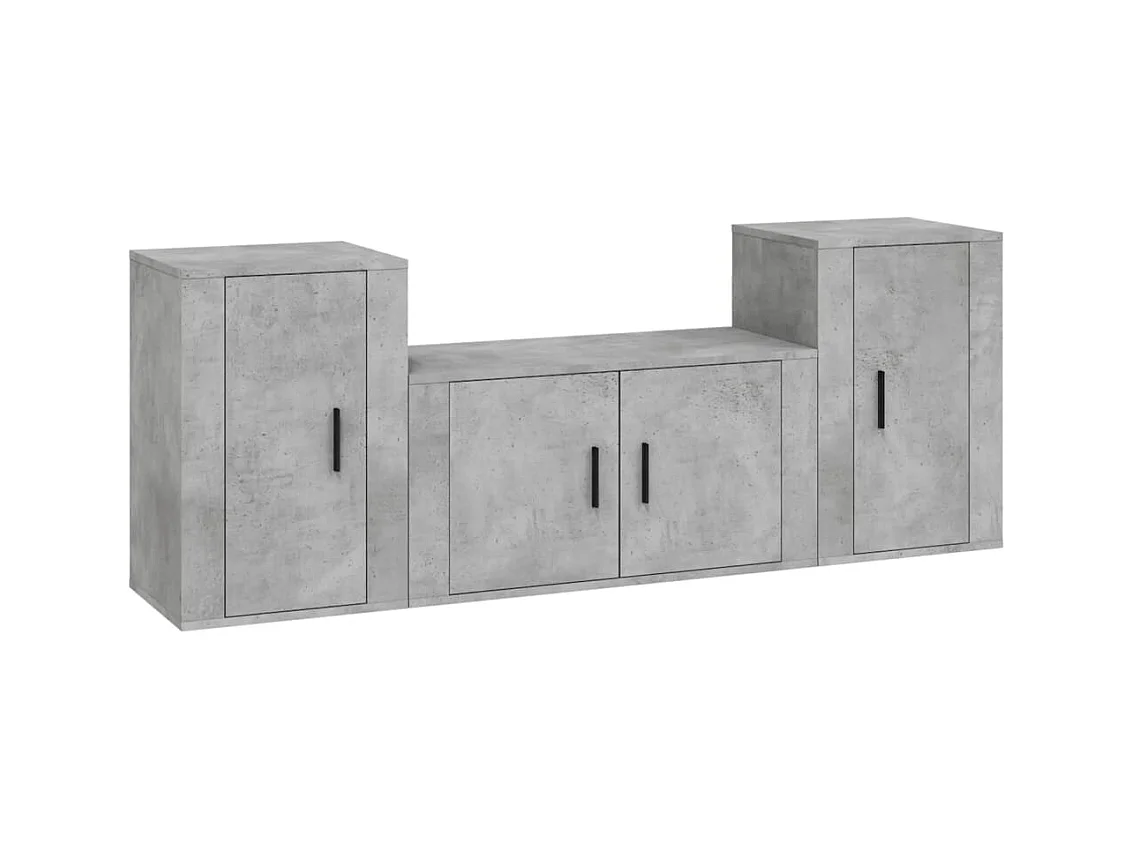 Wynna  3-delige Tv-meubelset bewerkt hout betongrijs