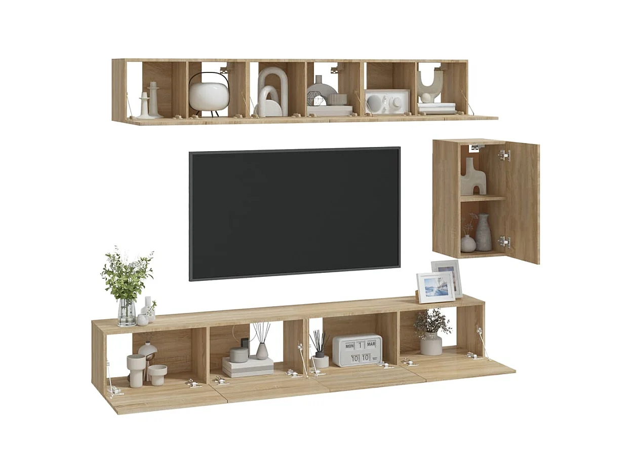 Manlio  Ensemble de meubles TV 6 pcs Chêne sonoma Bois d'ingénierie