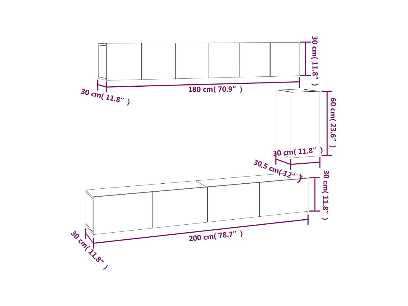 Manlio  Ensemble de meubles TV 6 pcs Chêne sonoma Bois d'ingénierie