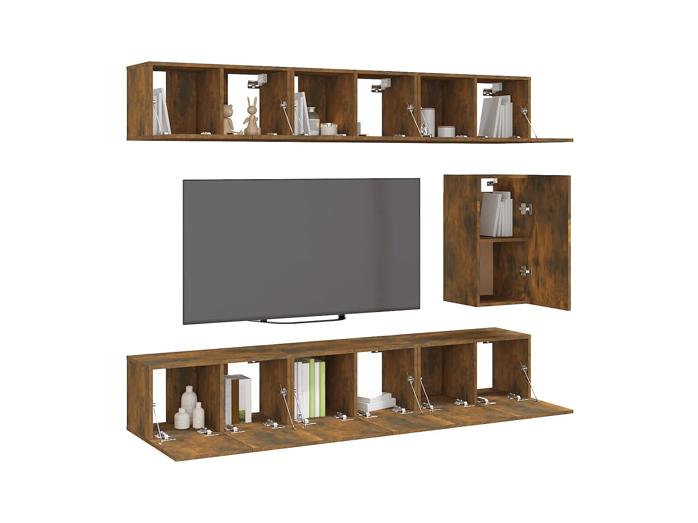 Claudia Isabel  Ensemble de meubles TV 7 pcs Chêne fumé Bois d'ingénierie