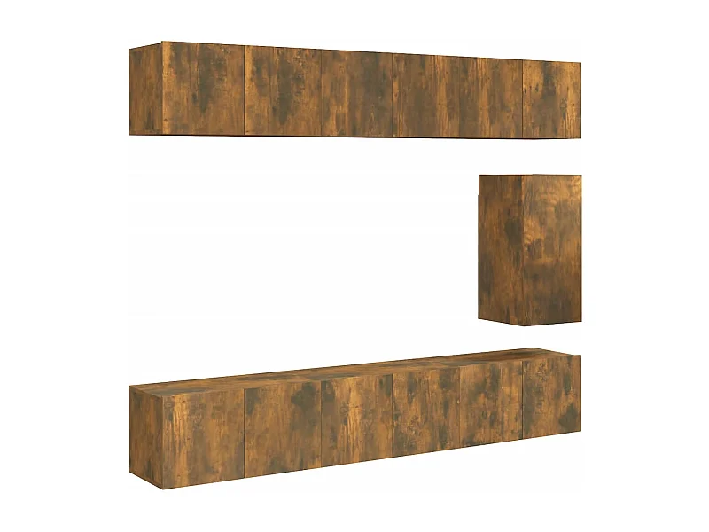 Claudia Isabel  Ensemble de meubles TV 7 pcs Chêne fumé Bois d'ingénierie