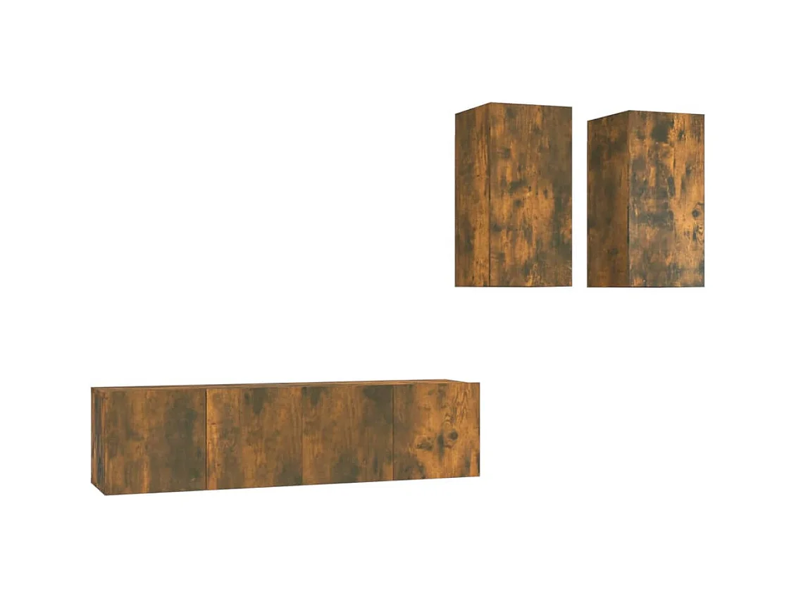 Bethany  Ensemble de meubles TV 4 pcs Chêne fumé Bois d'ingénierie