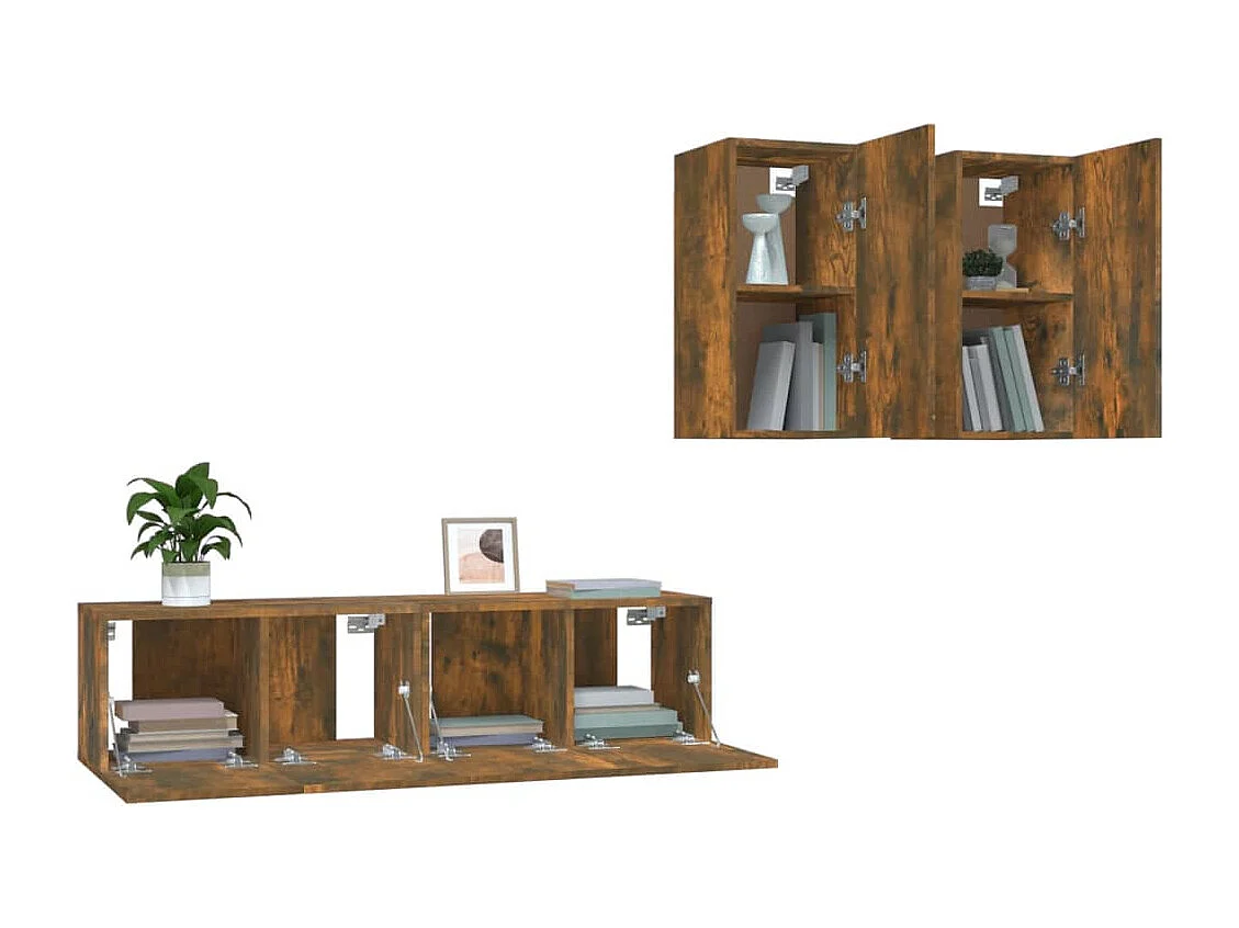 Bethany  Ensemble de meubles TV 4 pcs Chêne fumé Bois d'ingénierie