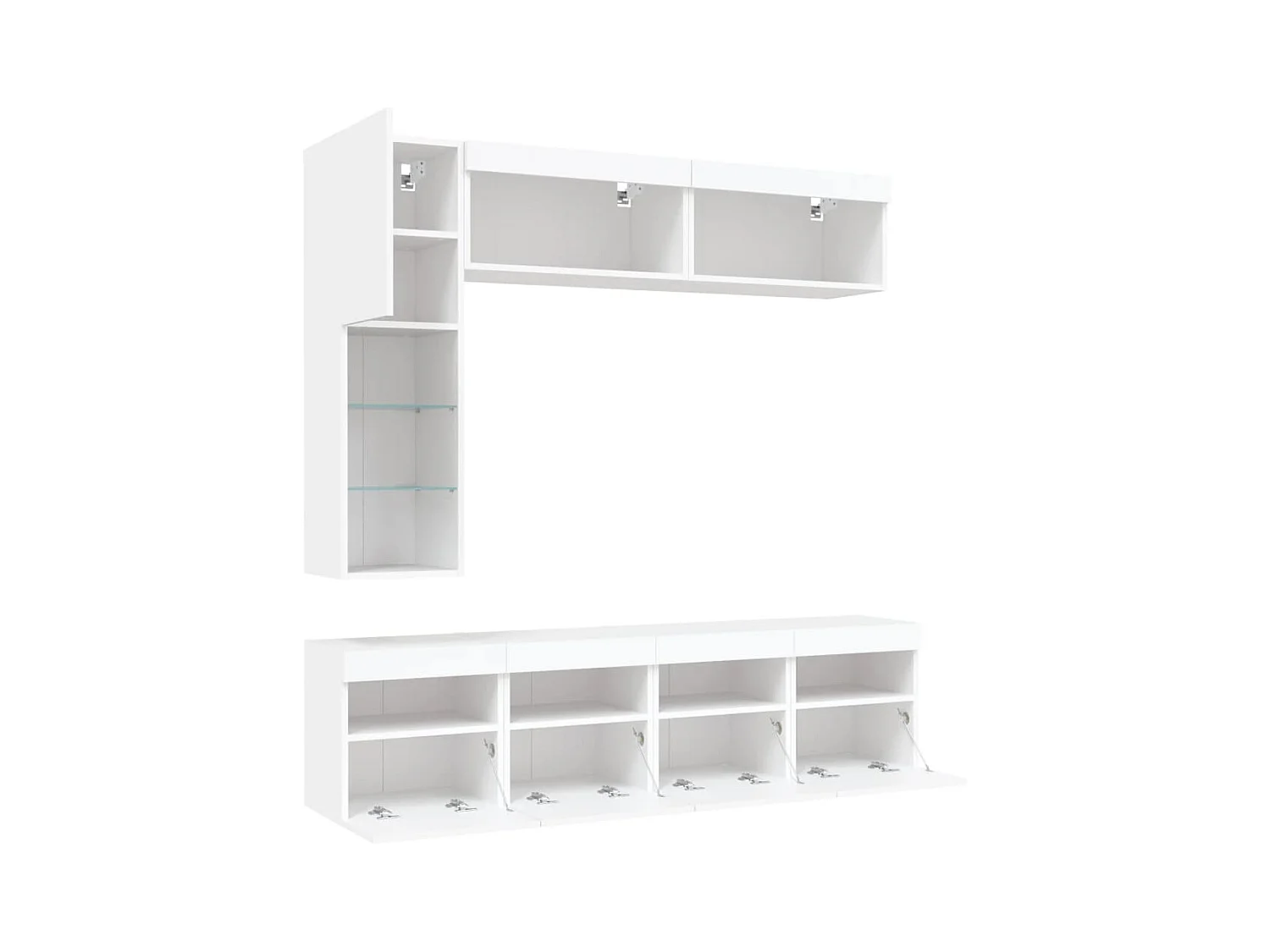 Sacha  Ensemble de meubles TV muraux 7 pcs avec lumières LED blanc