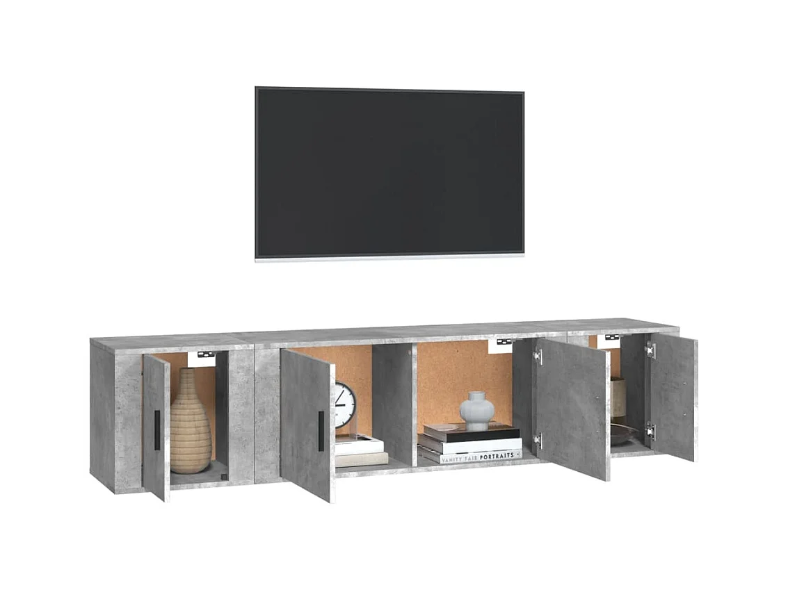 Wielsbeke  Ensemble de meubles TV 3 pcs Gris béton Bois d'ingénierie