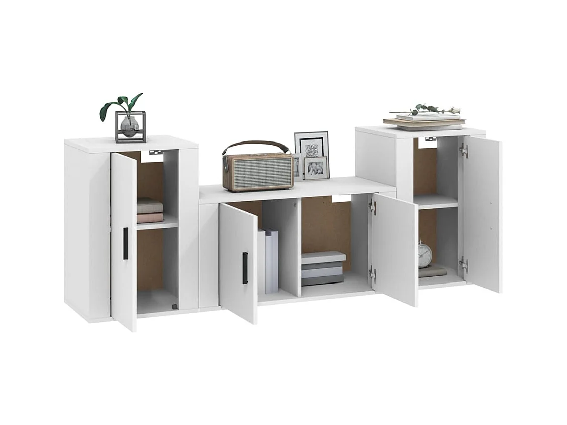 Wynna  Ensemble de meubles TV 3 pcs Blanc Bois d'ingénierie