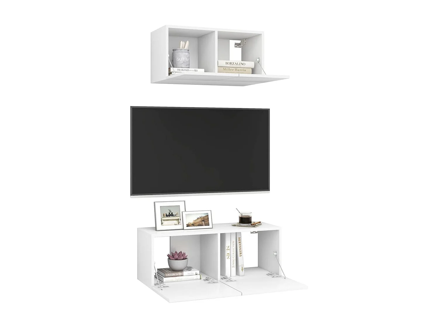 Olivia  Ensemble de meubles TV 2 pcs Blanc Bois d'ingénierie