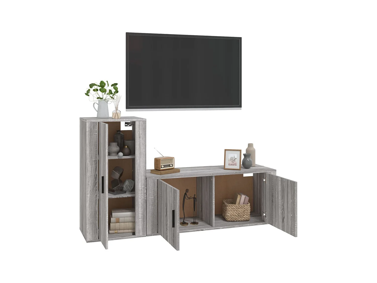 Dyrgar  Ensemble de meubles TV 2 pcs Sonoma gris Bois d'ingénierie