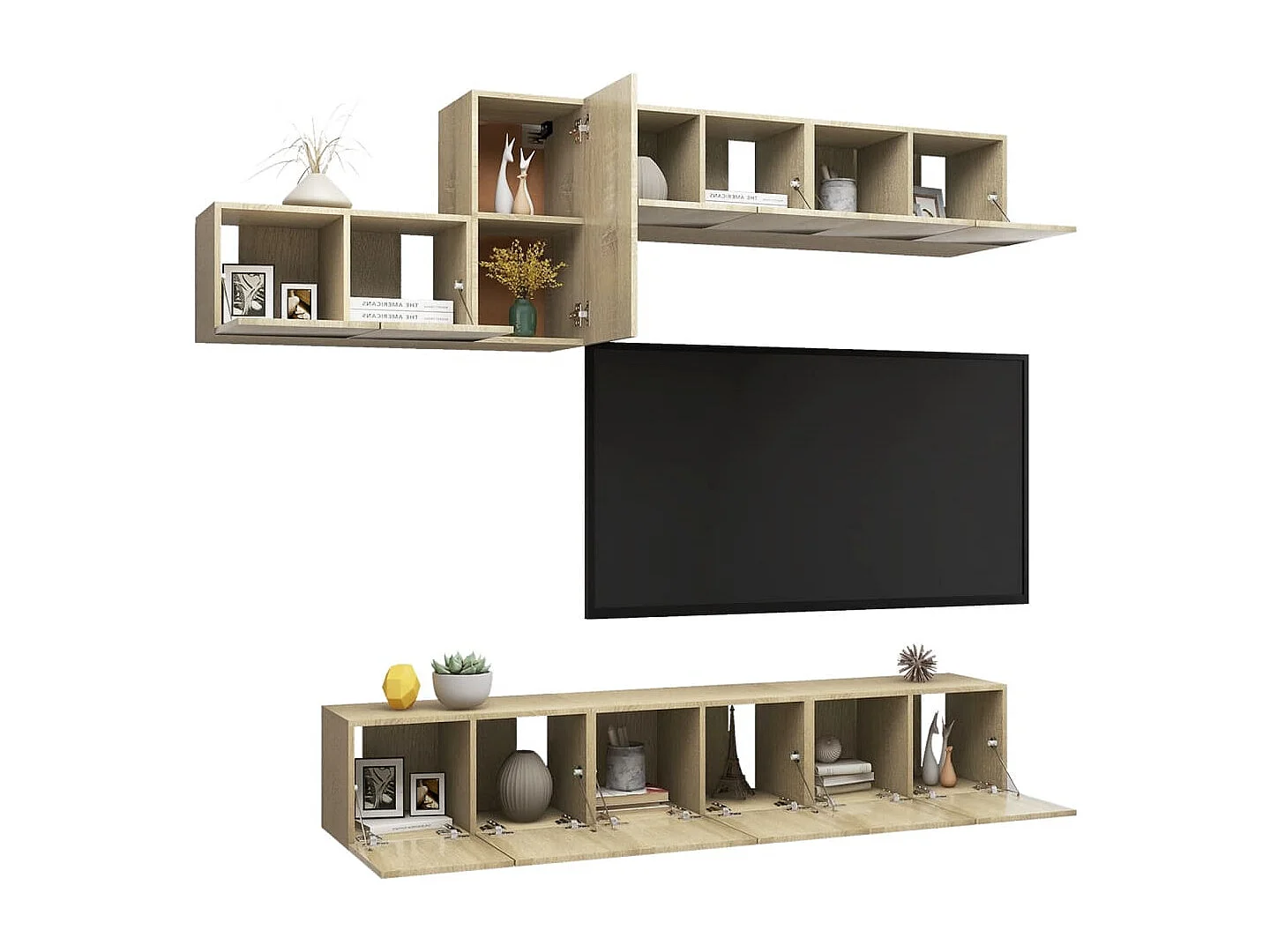 Claudia Isabel  Set de muebles salón TV 7 pzas madera ingeniería roble Sonoma