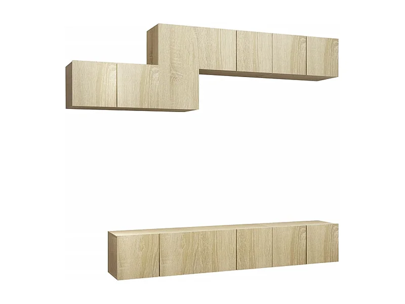 Claudia Isabel  Set de muebles salón TV 7 pzas madera ingeniería roble Sonoma