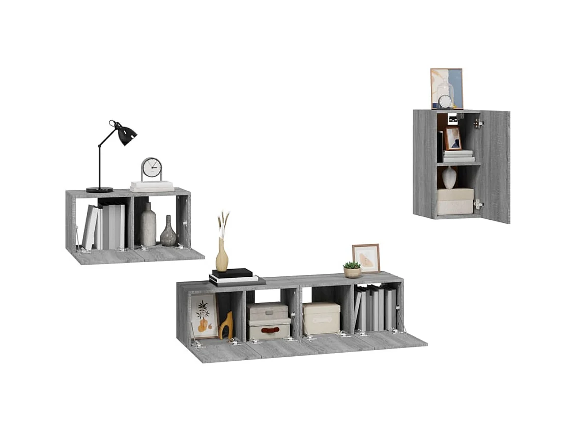 Elwin  Ensemble de meubles TV 4 pcs Sonoma gris Bois d'ingénierie