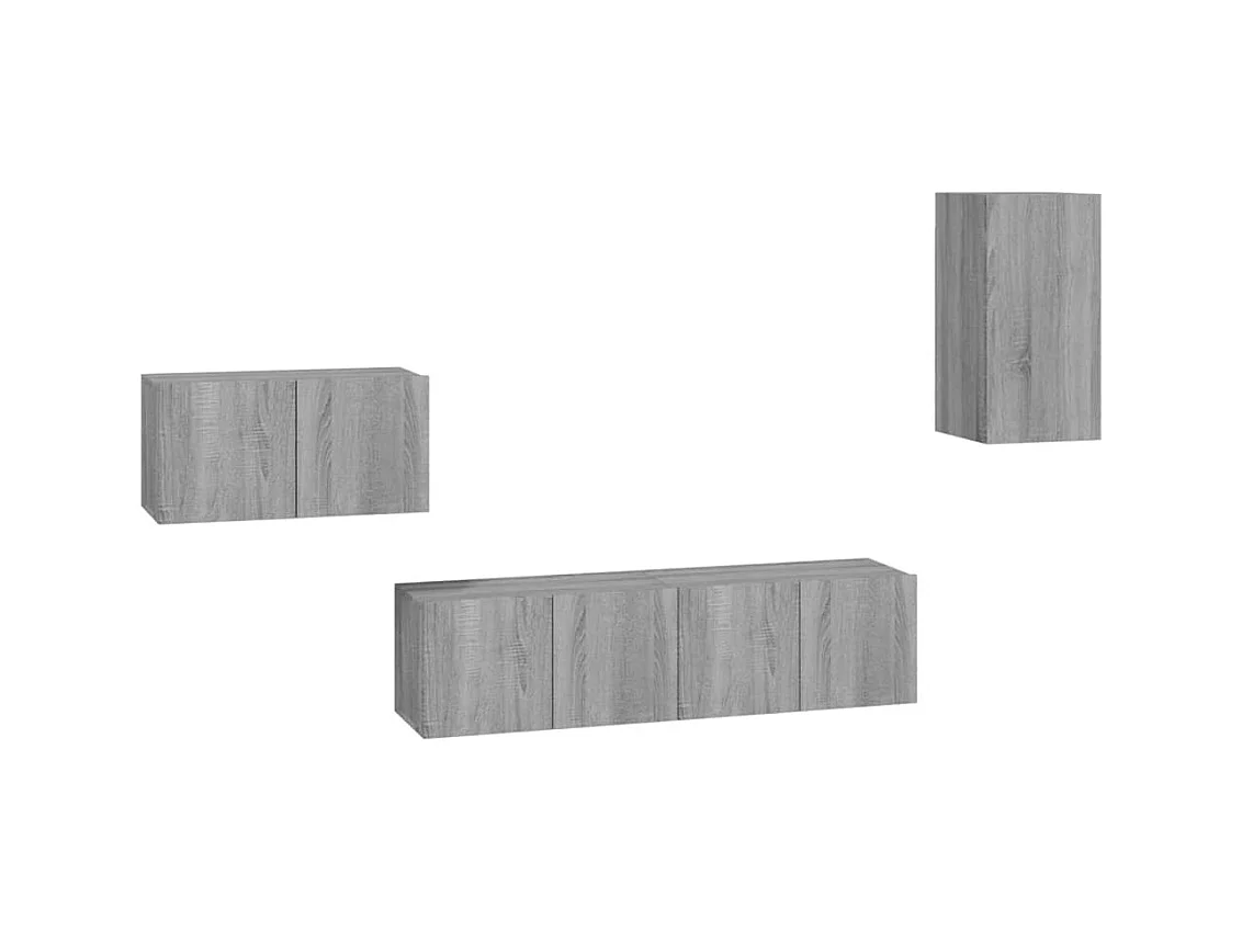 Elwin  4-delige Tv-meubelset bewerkt hout grijs sonoma eikenkleurig