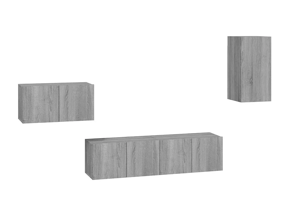 Elwin  Set de muebles para TV 4 pzas madera contrachapada gris Sonoma