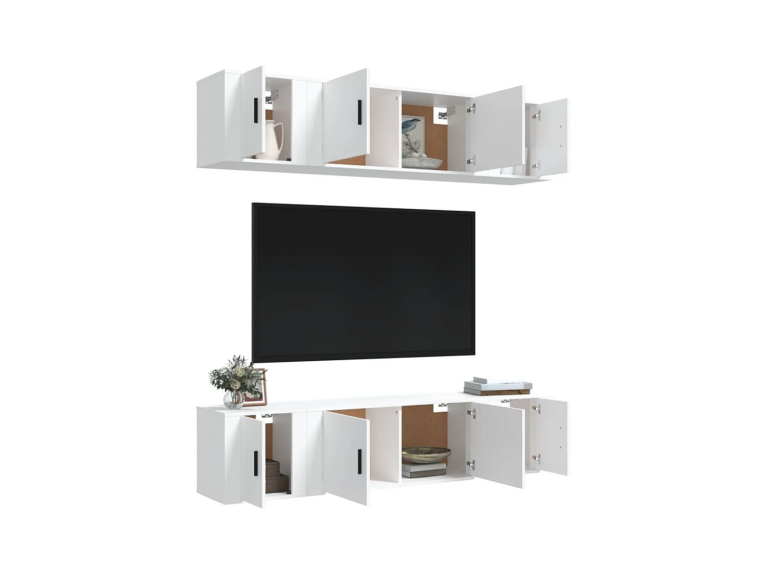 Las Cruces  Ensemble de meubles TV 6 pcs Blanc Bois d'ingénierie