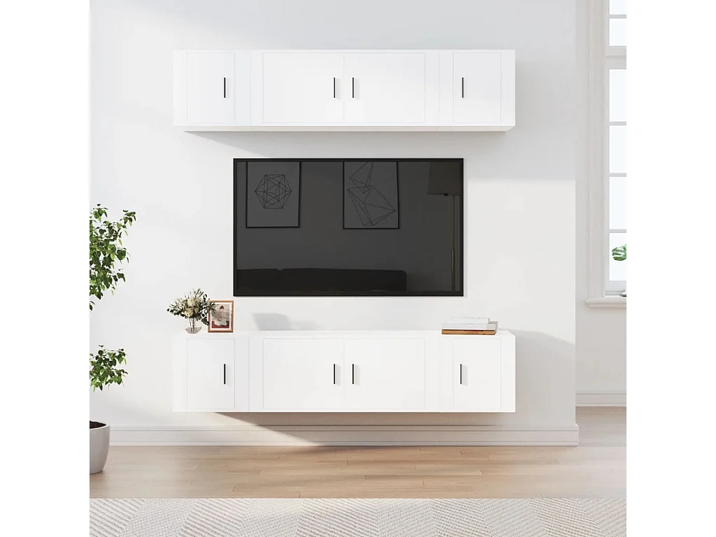 Las Cruces  Ensemble de meubles TV 6 pcs Blanc Bois d'ingénierie