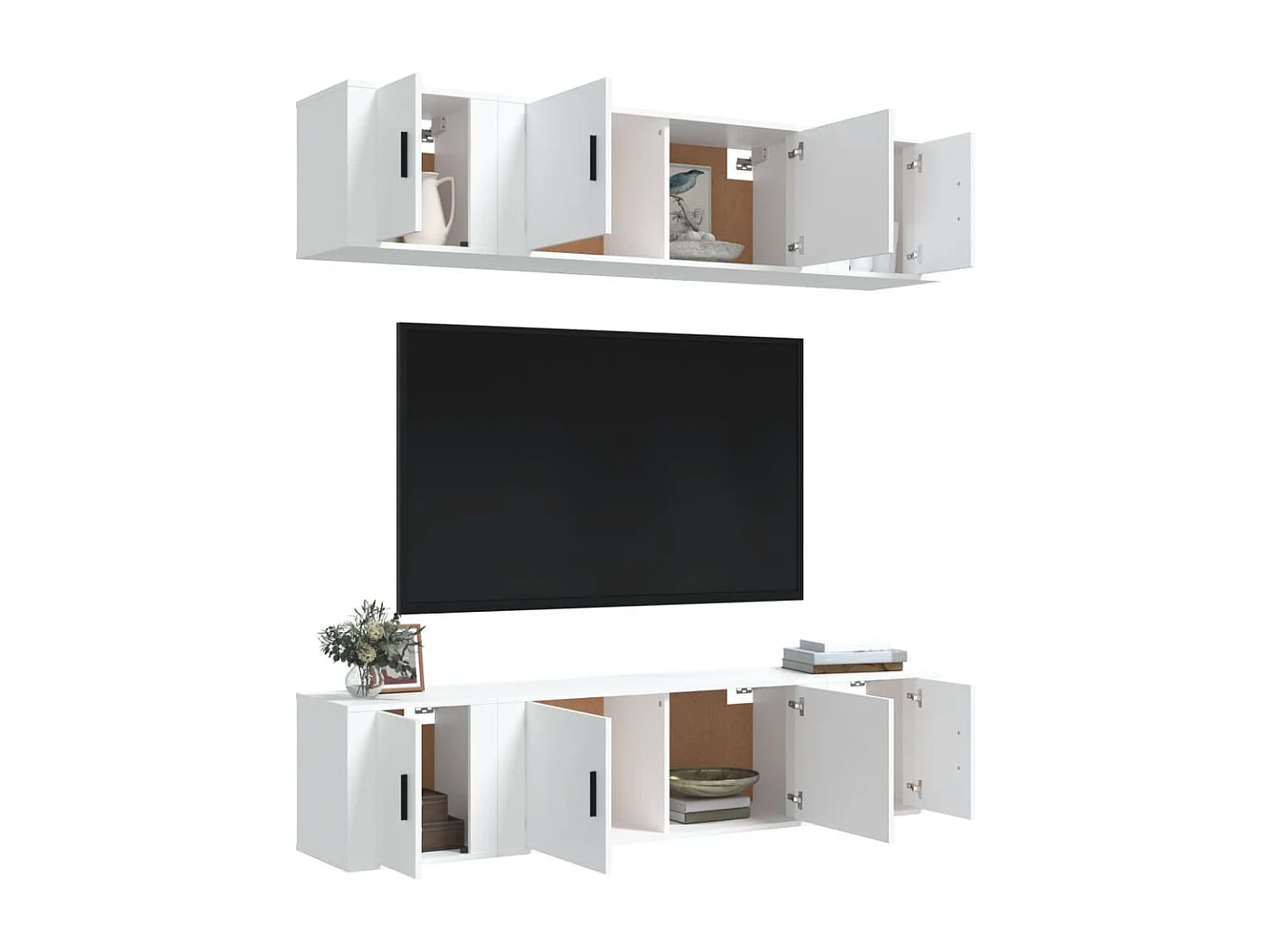 Las Cruces  Ensemble de meubles TV 6 pcs Blanc Bois d'ingénierie