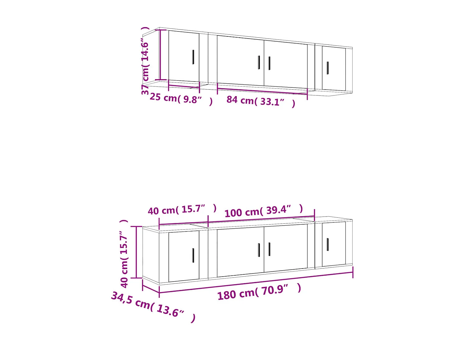 Las Cruces  Ensemble de meubles TV 6 pcs Blanc Bois d'ingénierie