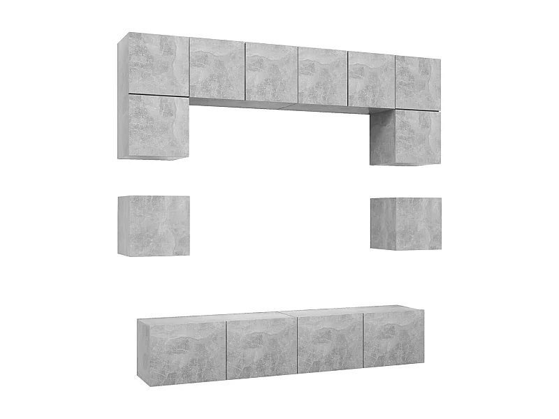 Niort  Ensemble de meubles TV 8 pcs Gris béton Bois d'ingénierie