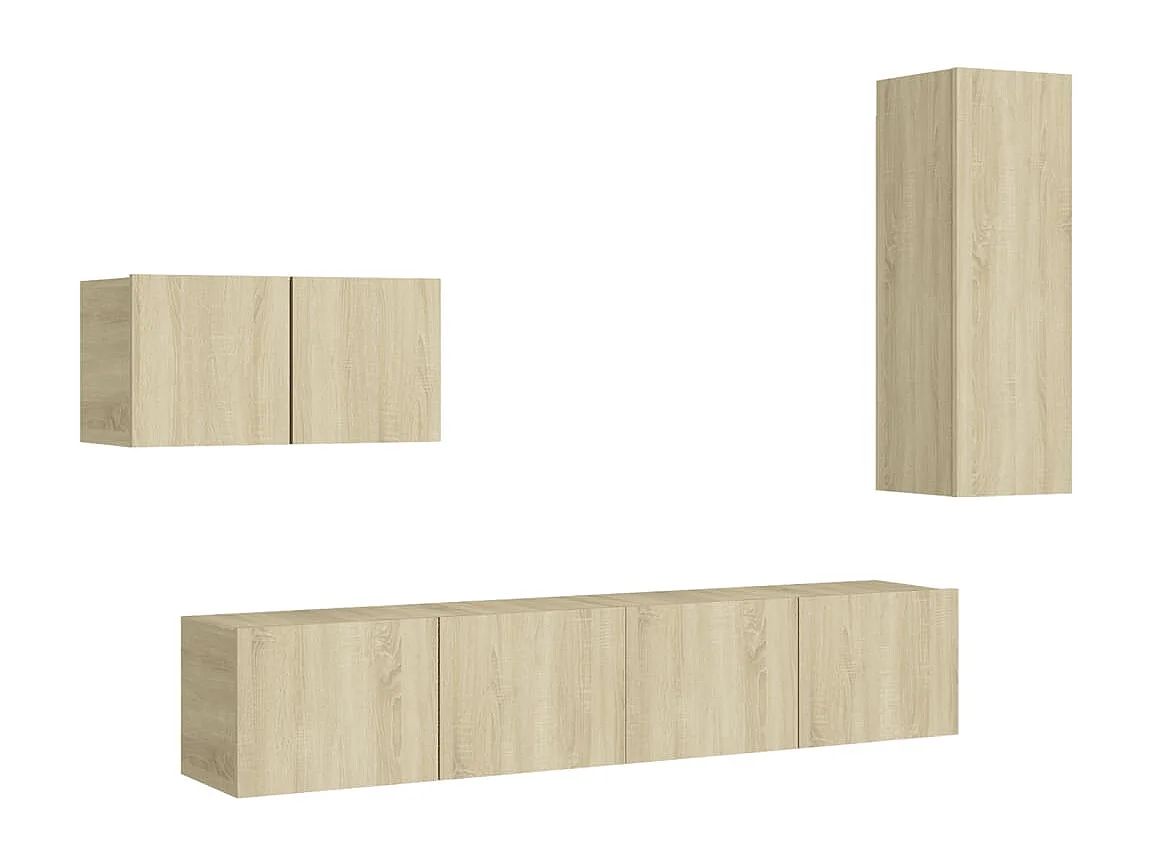 Ann Arbor  Ensemble de meuble TV 4 pcs Chêne sonoma Bois d'ingénierie