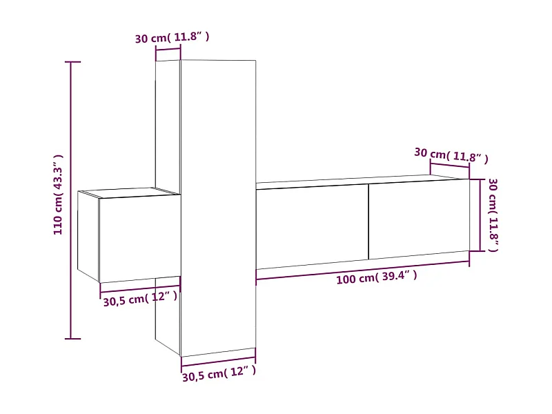Pontarlier  Ensemble de meubles TV 3 pcs Sonoma gris Bois d'ingénierie