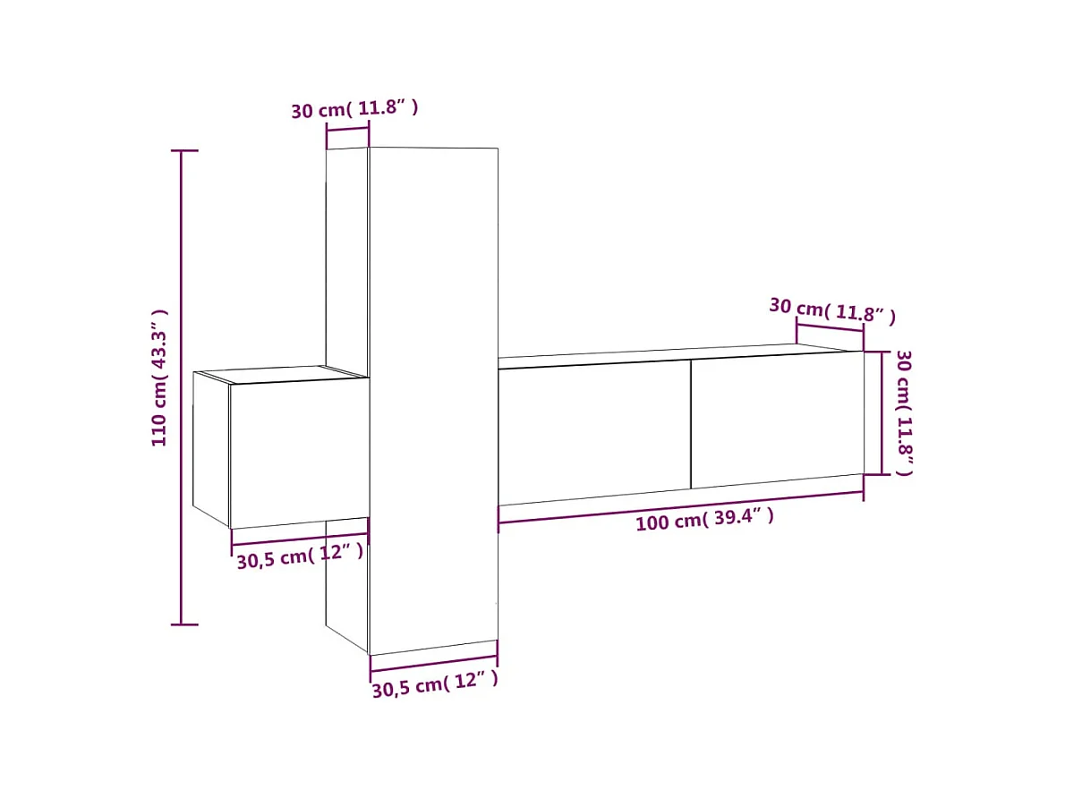 Pontarlier  Ensemble de meubles TV 3 pcs Sonoma gris Bois d'ingénierie