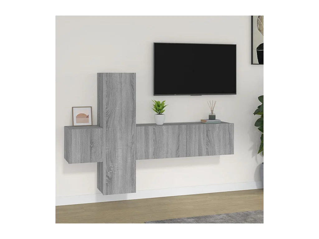 Pontarlier  Ensemble de meubles TV 3 pcs Sonoma gris Bois d'ingénierie
