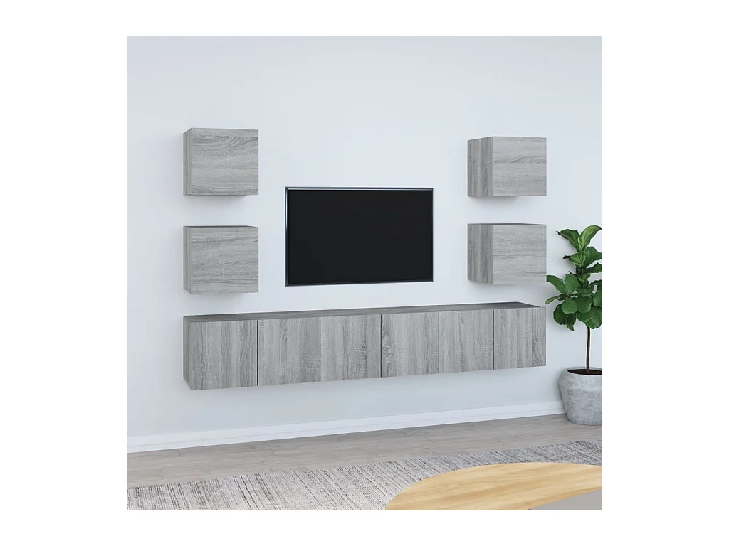 Azra  Ensemble de meubles TV 7 pcs Sonoma gris Bois d'ingénierie