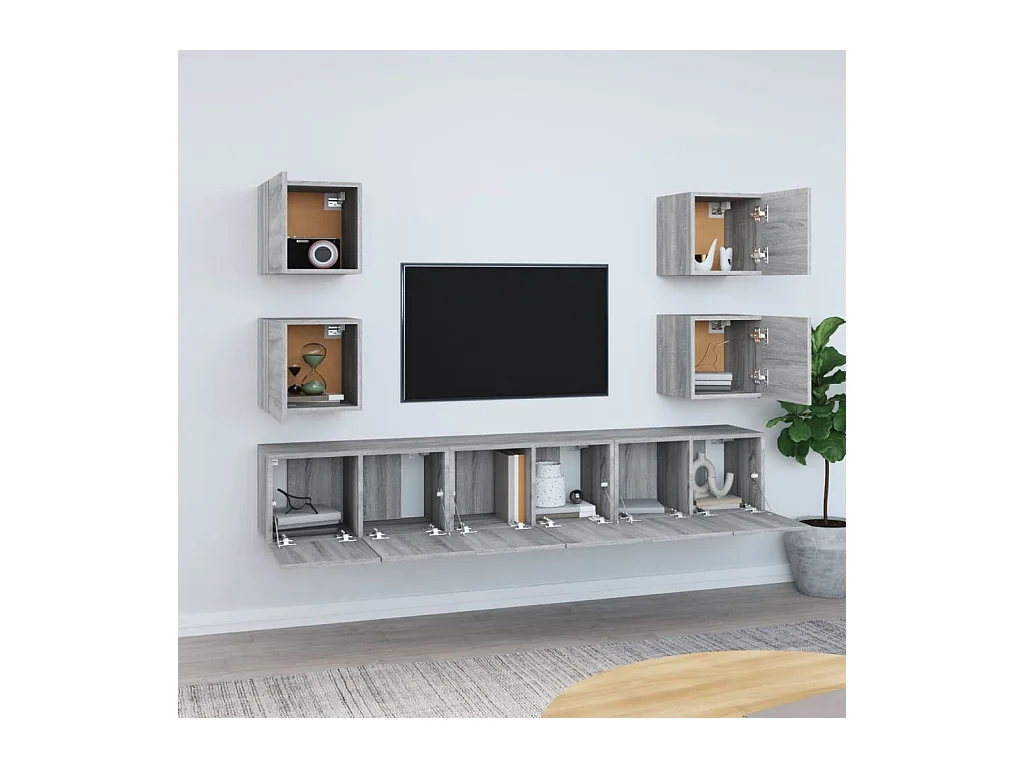 Azra  Ensemble de meubles TV 7 pcs Sonoma gris Bois d'ingénierie