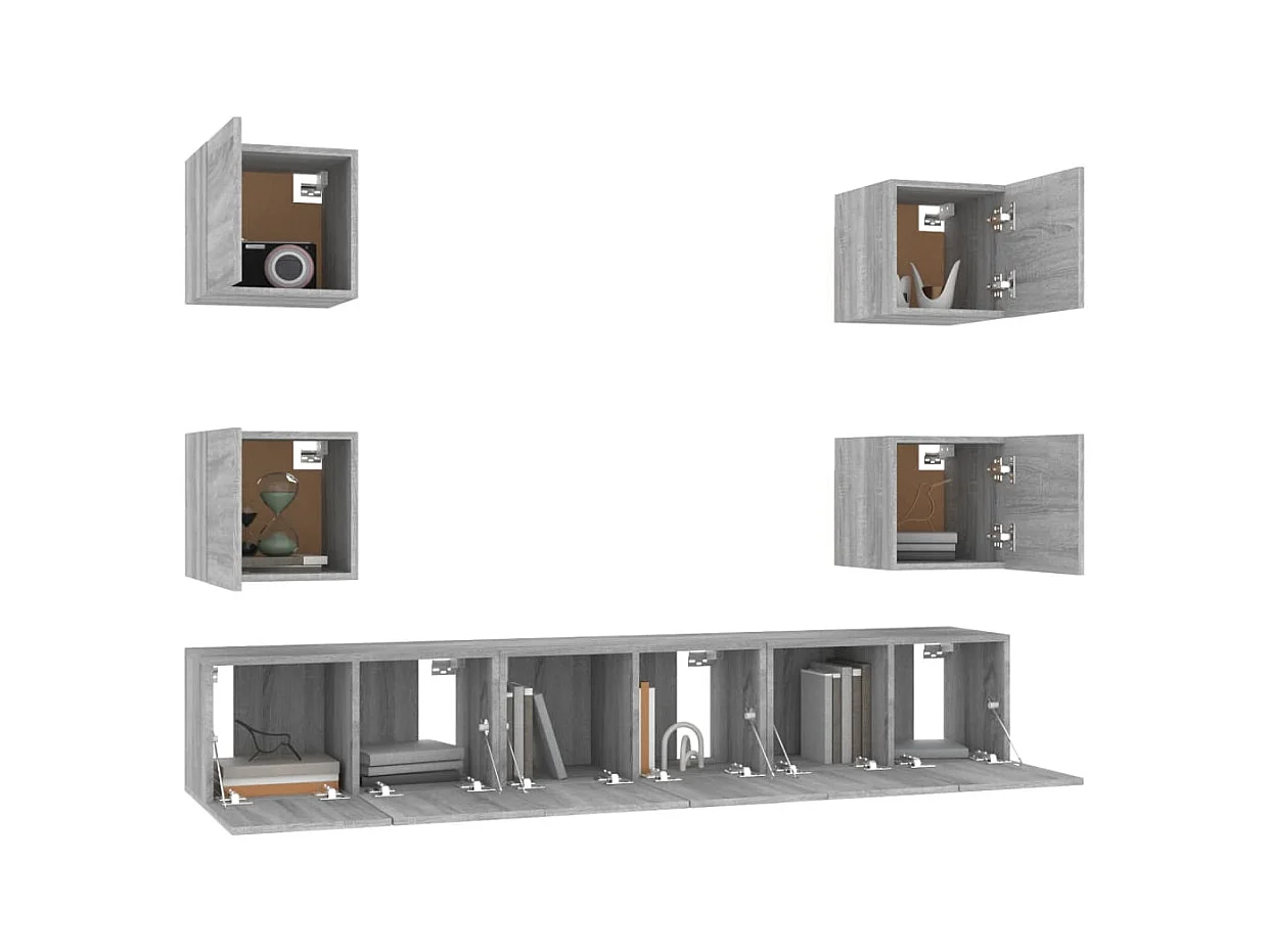 Azra  Ensemble de meubles TV 7 pcs Sonoma gris Bois d'ingénierie