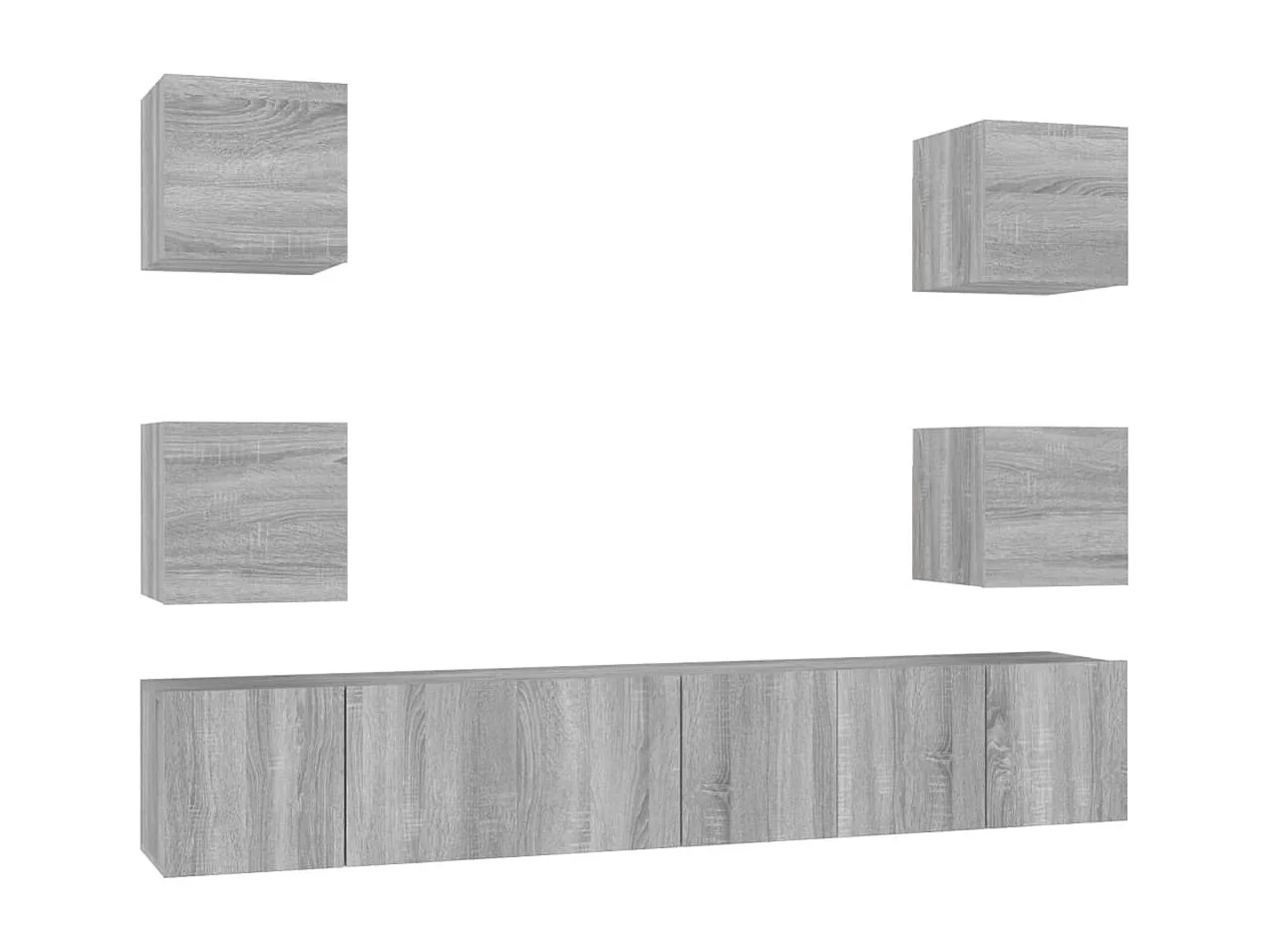 Azra  Set de muebles para TV 7 pzas madera contrachapada gris Sonoma