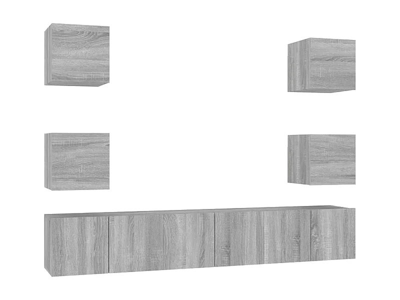 Azra  Set de muebles para TV 7 pzas madera contrachapada gris Sonoma