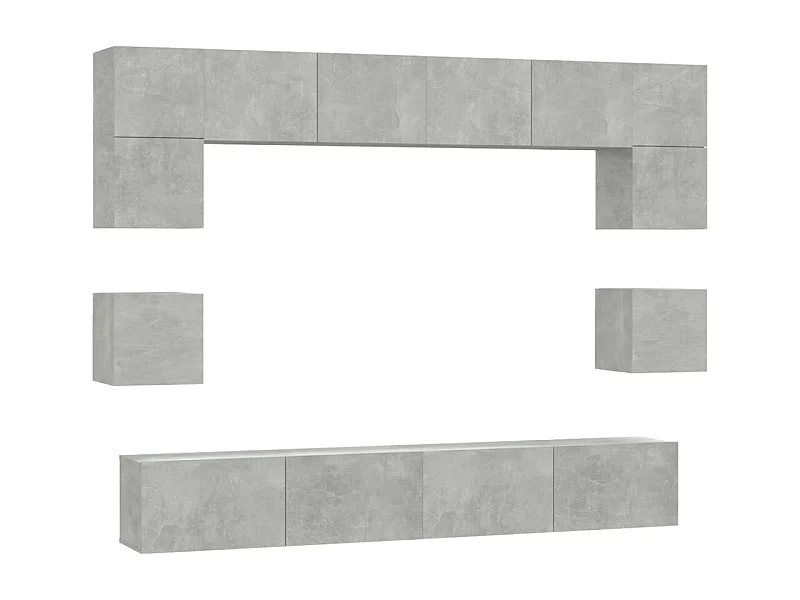 Doolin  Ensemble de meubles TV 8 pcs Gris béton Bois d'ingénierie