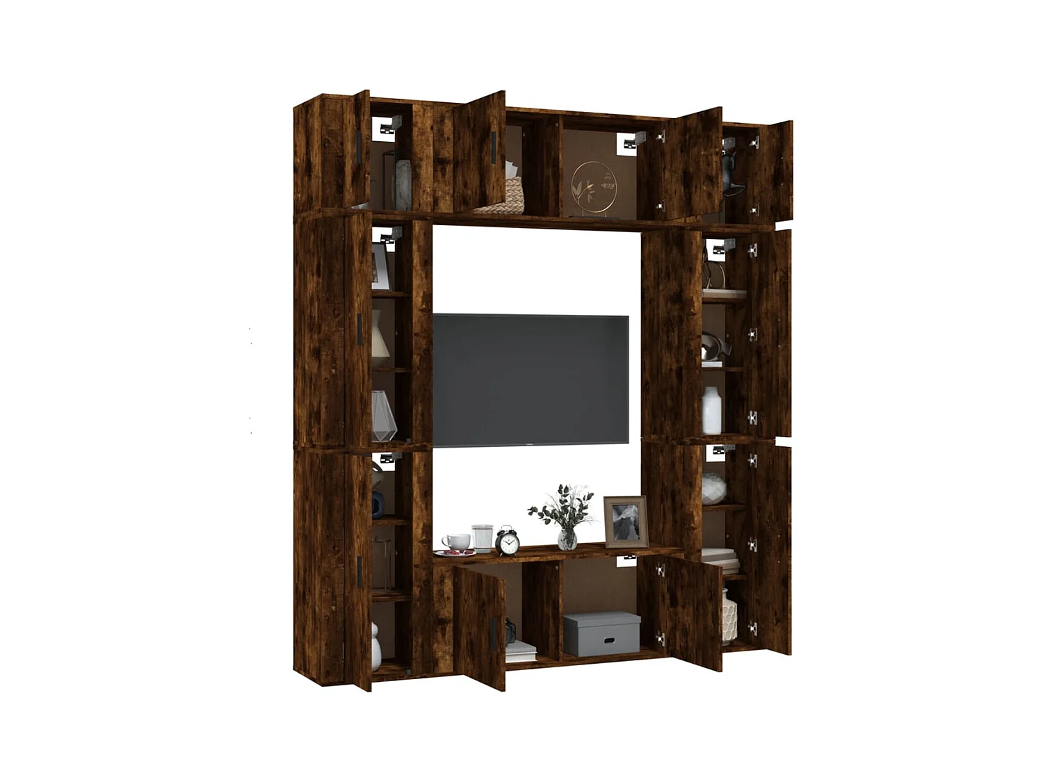 Efgan  Set de muebles de TV 8 pzas madera contrachapada roble ahumado