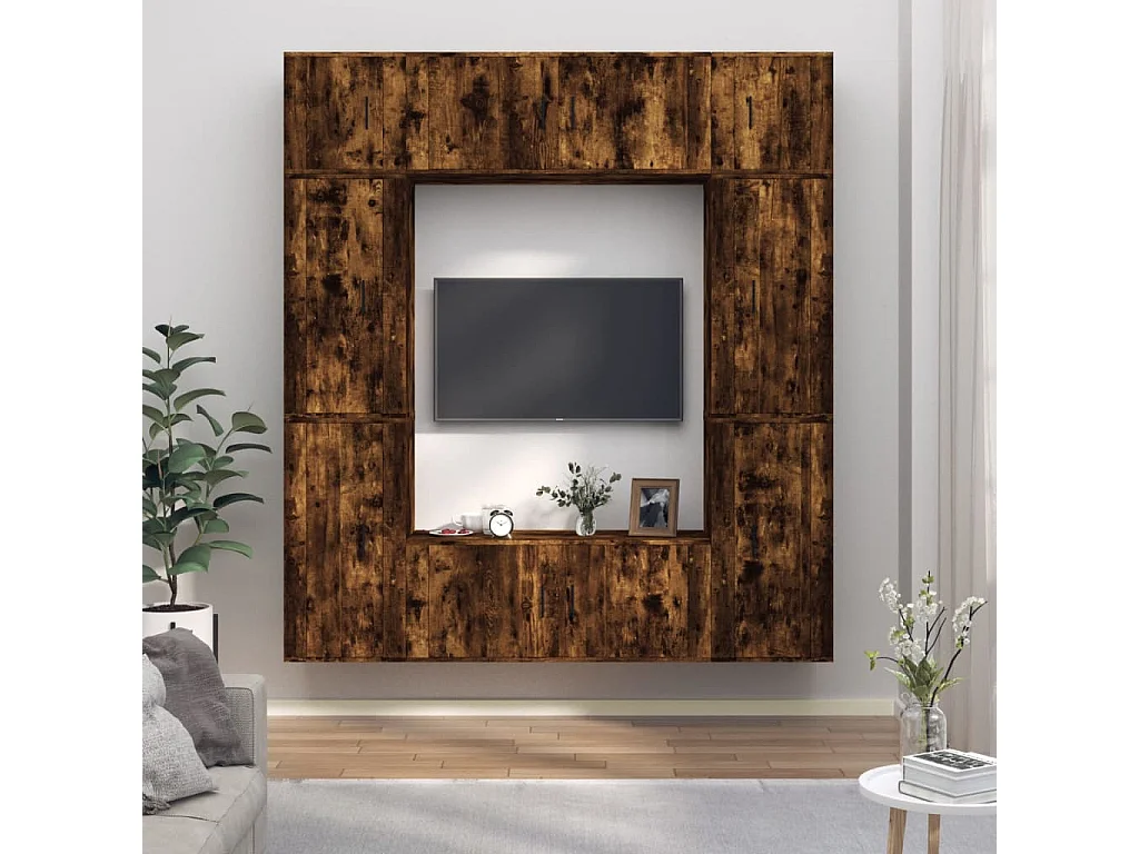 Efgan  Ensemble de meubles TV 8 pcs Chêne fumé Bois d'ingénierie