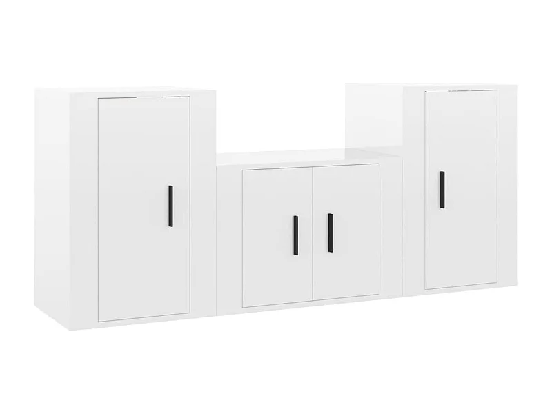 Joep  Ensemble de meubles TV 3 pcs Blanc brillant Bois d'ingénierie