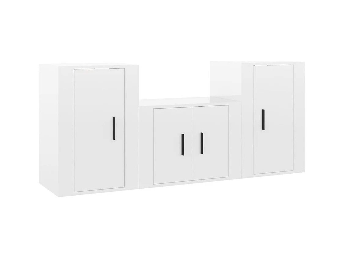 Joep  Ensemble de meubles TV 3 pcs Blanc brillant Bois d'ingénierie