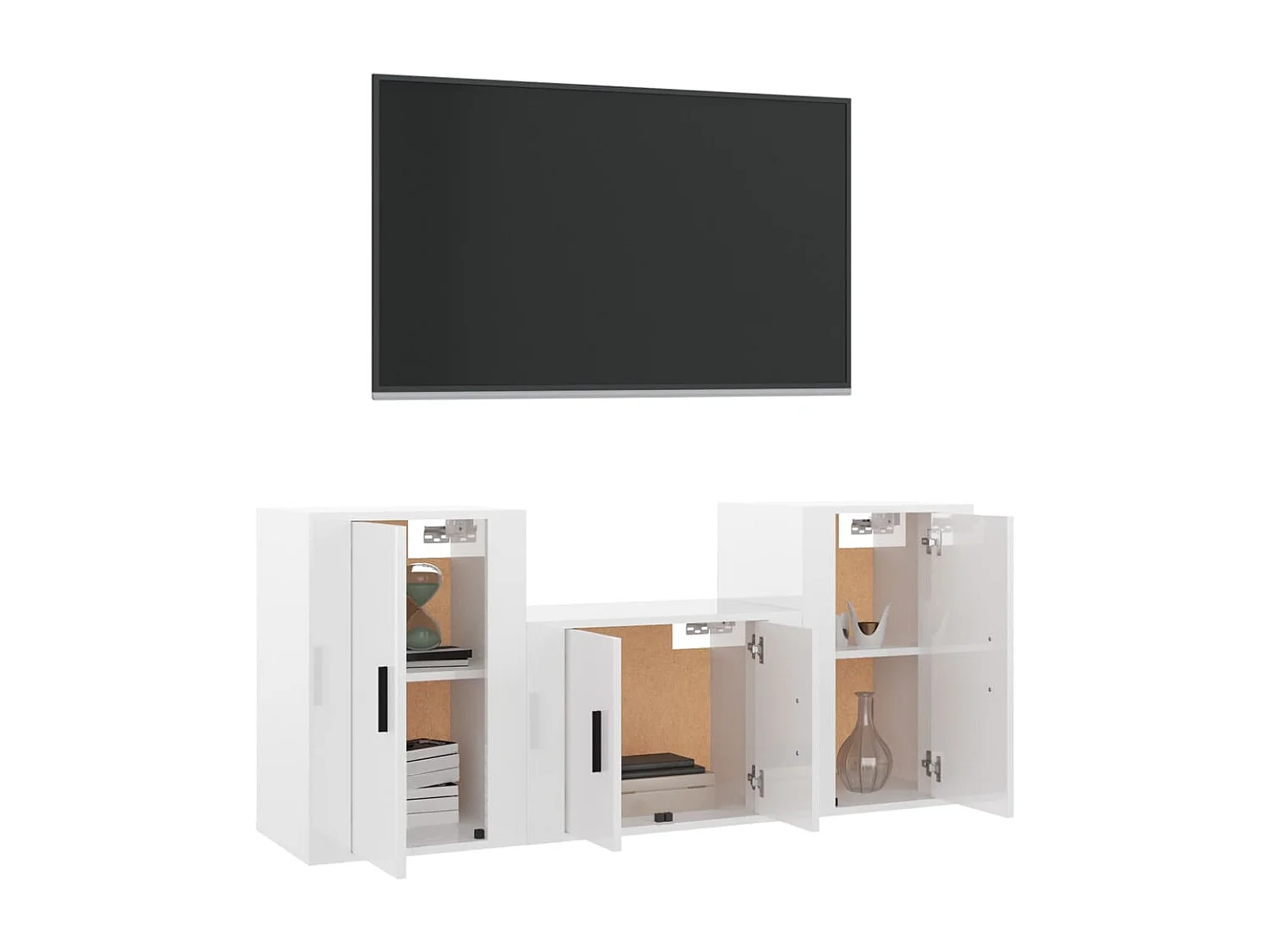 Joep  Ensemble de meubles TV 3 pcs Blanc brillant Bois d'ingénierie