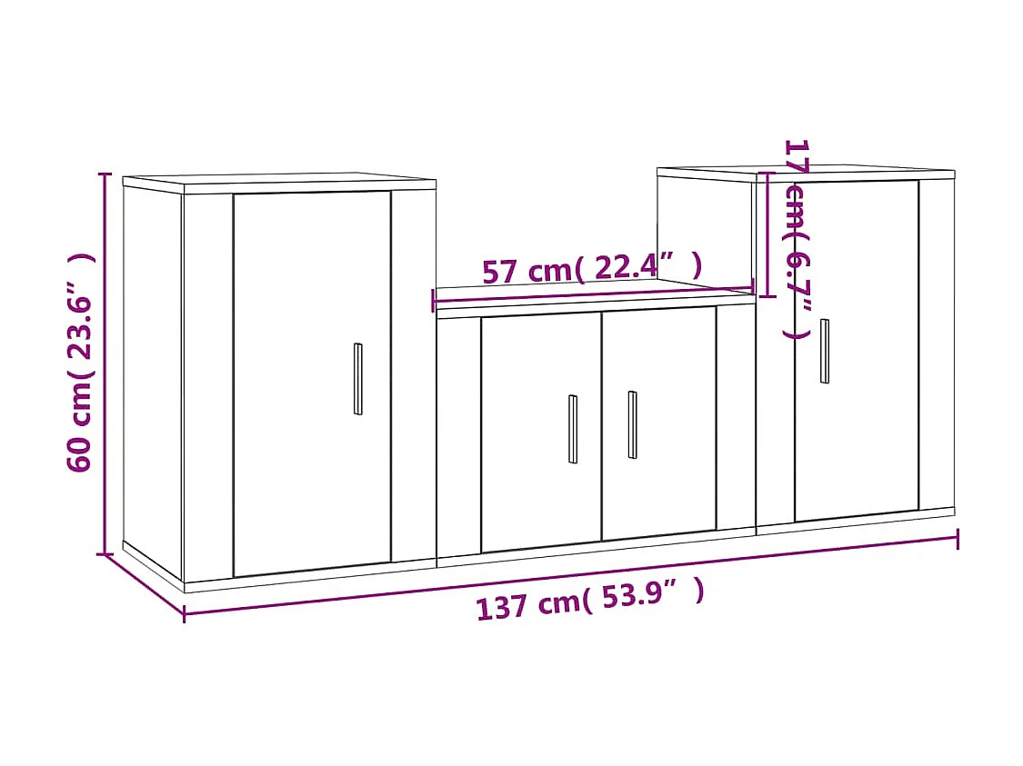 Joep  Ensemble de meubles TV 3 pcs Blanc brillant Bois d'ingénierie