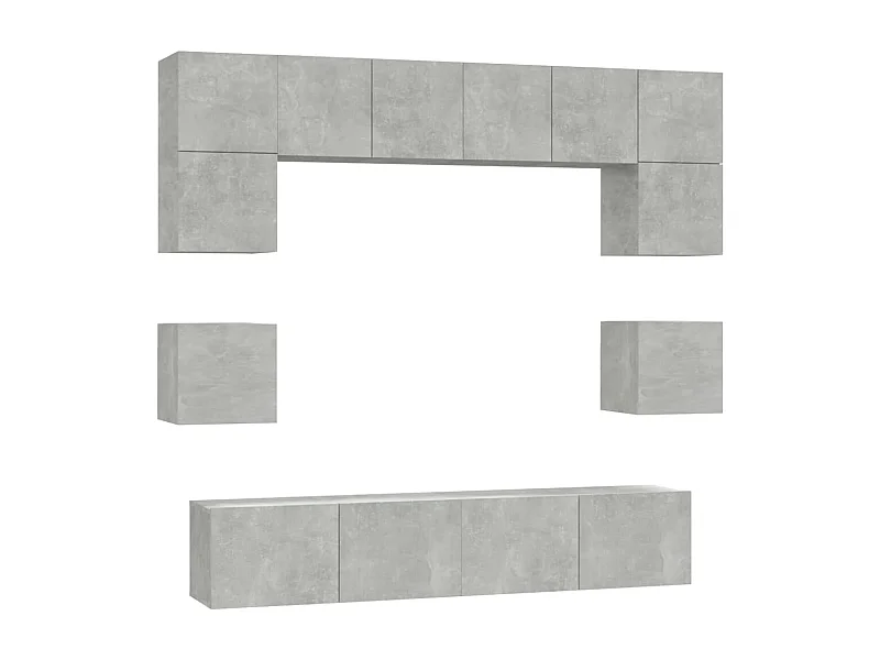 Doolin  Ensemble de meubles TV 8 pcs Gris béton Bois d'ingénierie